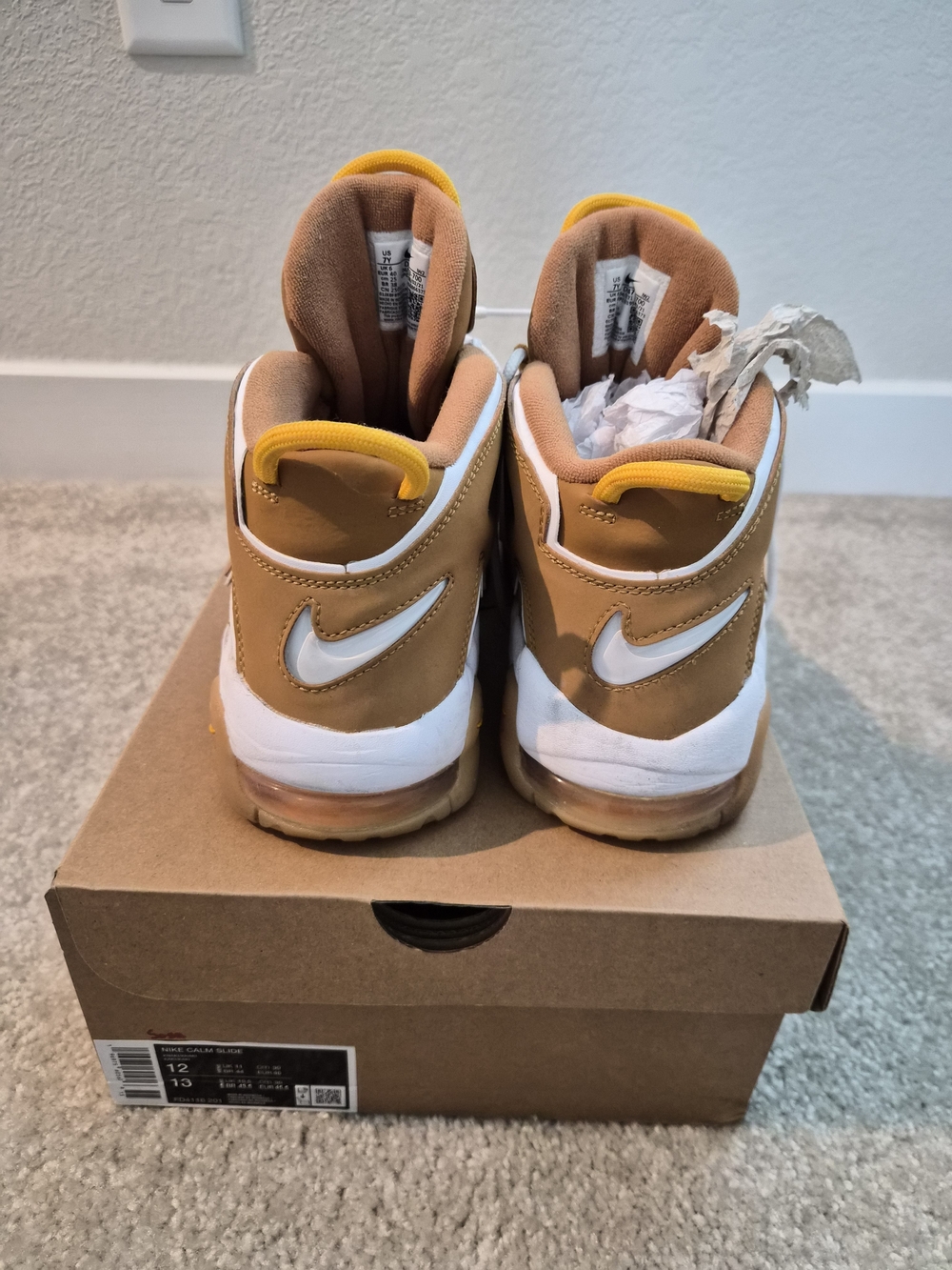 Nike Tan, White & Yellow High-Top Sneakers